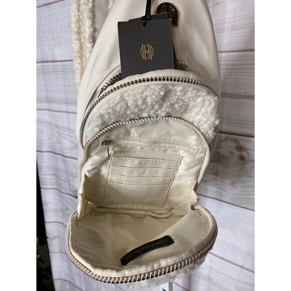 Brand New House of Harlow 1960 Nylon and Sherpa Sling Bag in Off-white Purse - Picture 4 of 10
